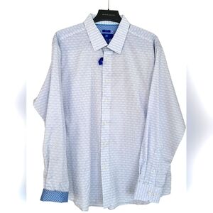 EGARA 👕 Non-Iron Cotton Slim Dress Shirt - 2XL, Blue/White
